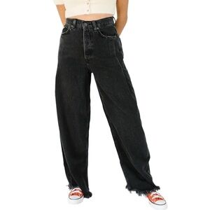 We The Free Womens Panther Black Old West Slouchy High Rise Wide Leg Jeans Sz 25